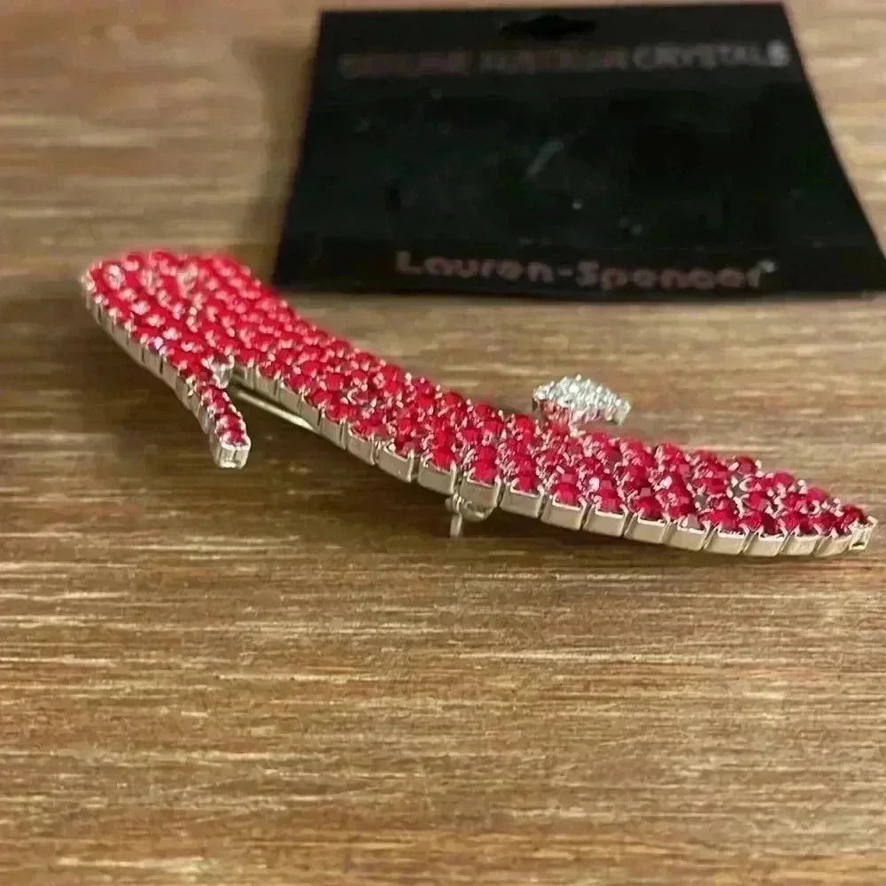 Lauren-Spencer Red Shoe Crystal Brooch NEW